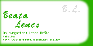 beata lencs business card