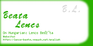 beata lencs business card